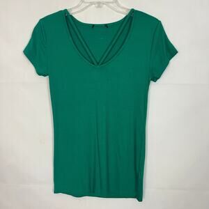 Ambiance Apparel Short Sleeve Green Ribbed Top Juniors Medium